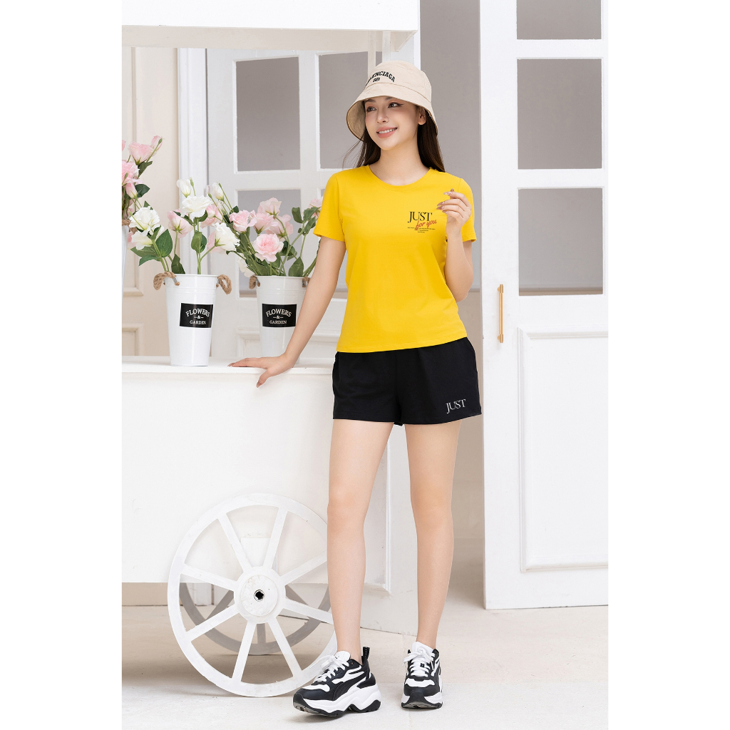 [Form Vừa] Bộ đồ nữ in chữ Just for you - Set cộc tay mặc nhà/ đi chơi LOZA VP337_thumbnail_4