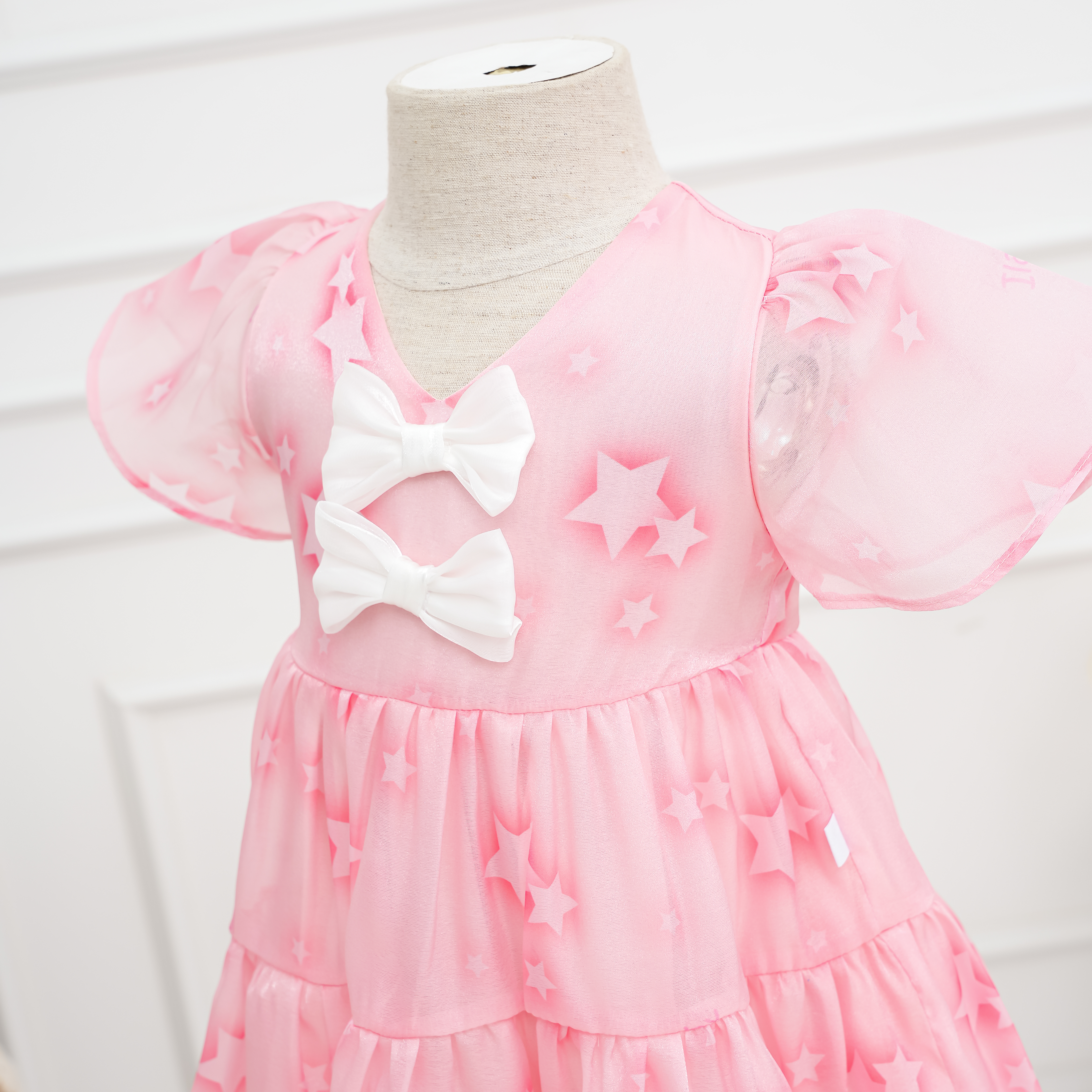 Váy voan in ngôi sao cổ V phối nơ_thumbnail_3