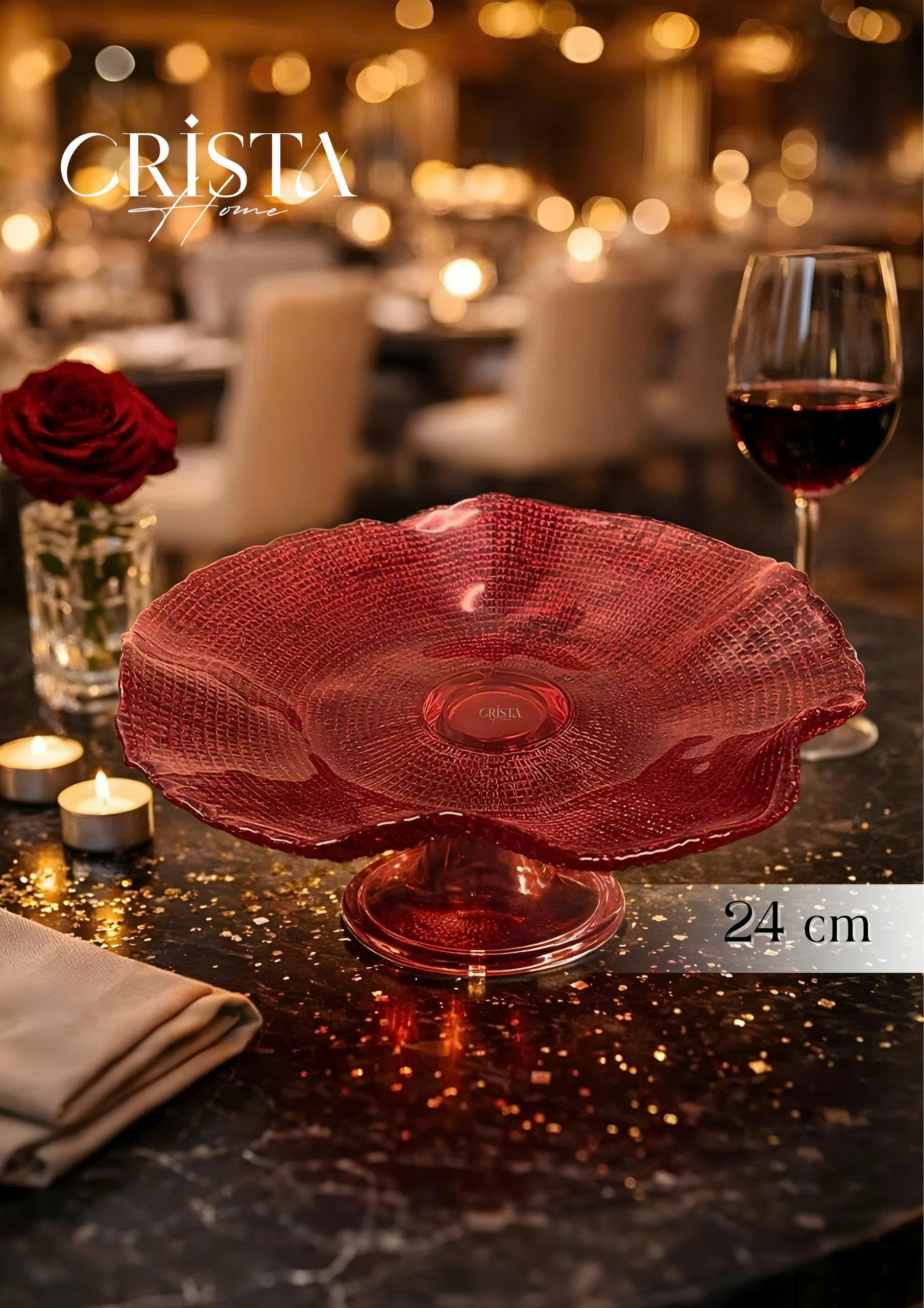 Đĩa thủy tinh cao cấp CRISTA HOME chân bồng vân lưới size 24 cm_thumbnail_14