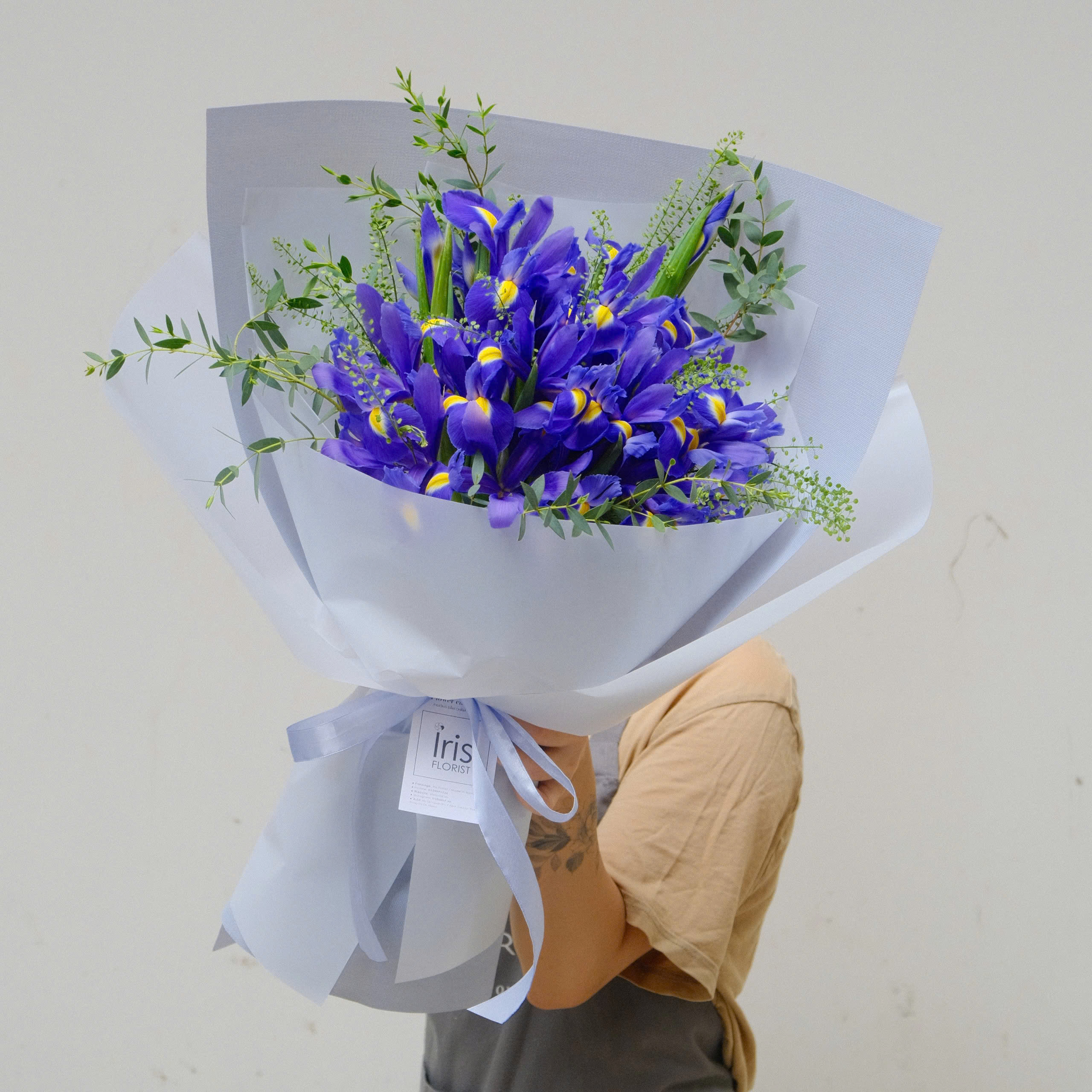 Bó hoa Diên vĩ tím mix lá phụ (Iris) - Size M/L_thumbnail_1