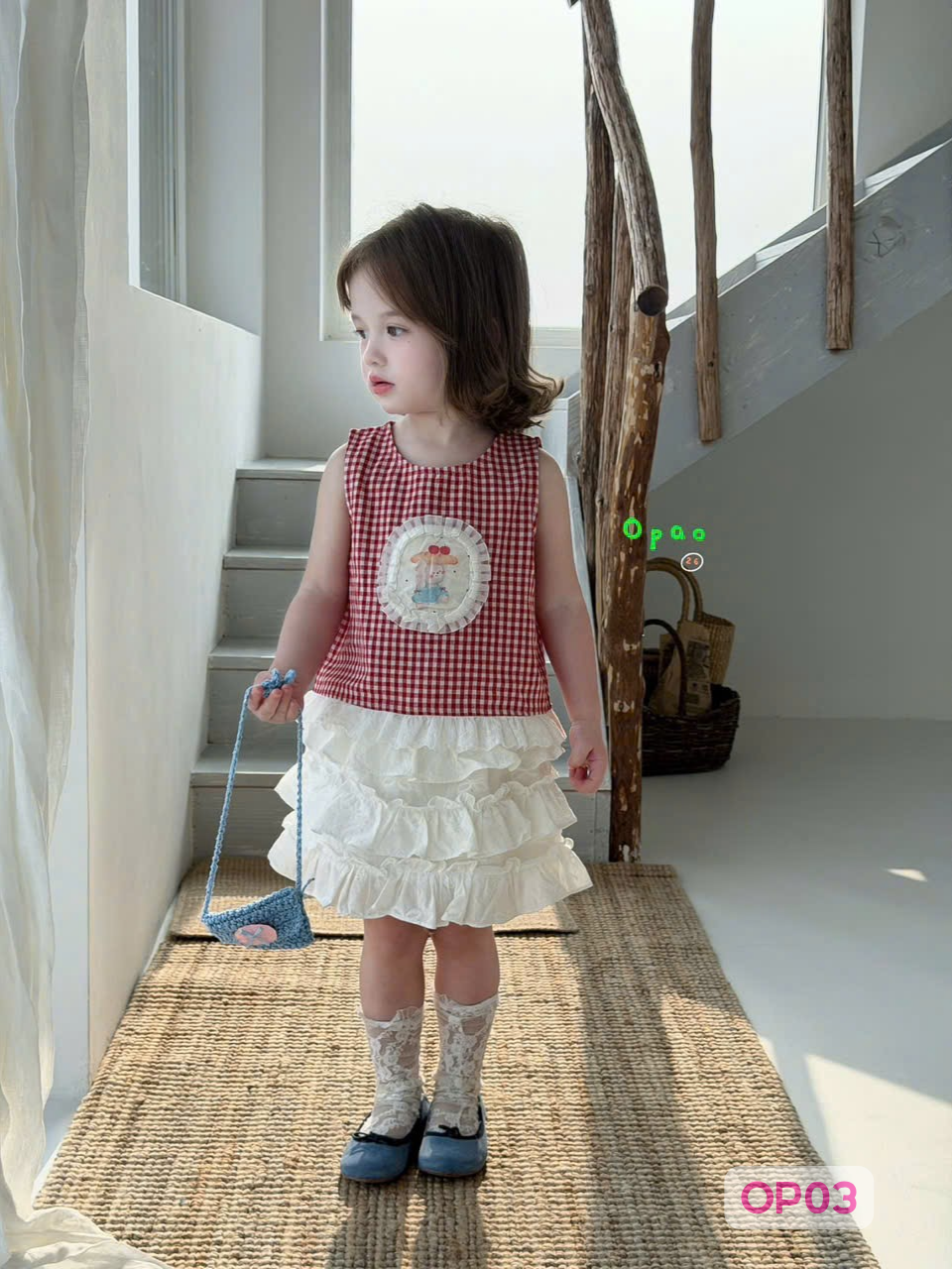 OP03 - Áo sát nách caro đỏ hãng Opao