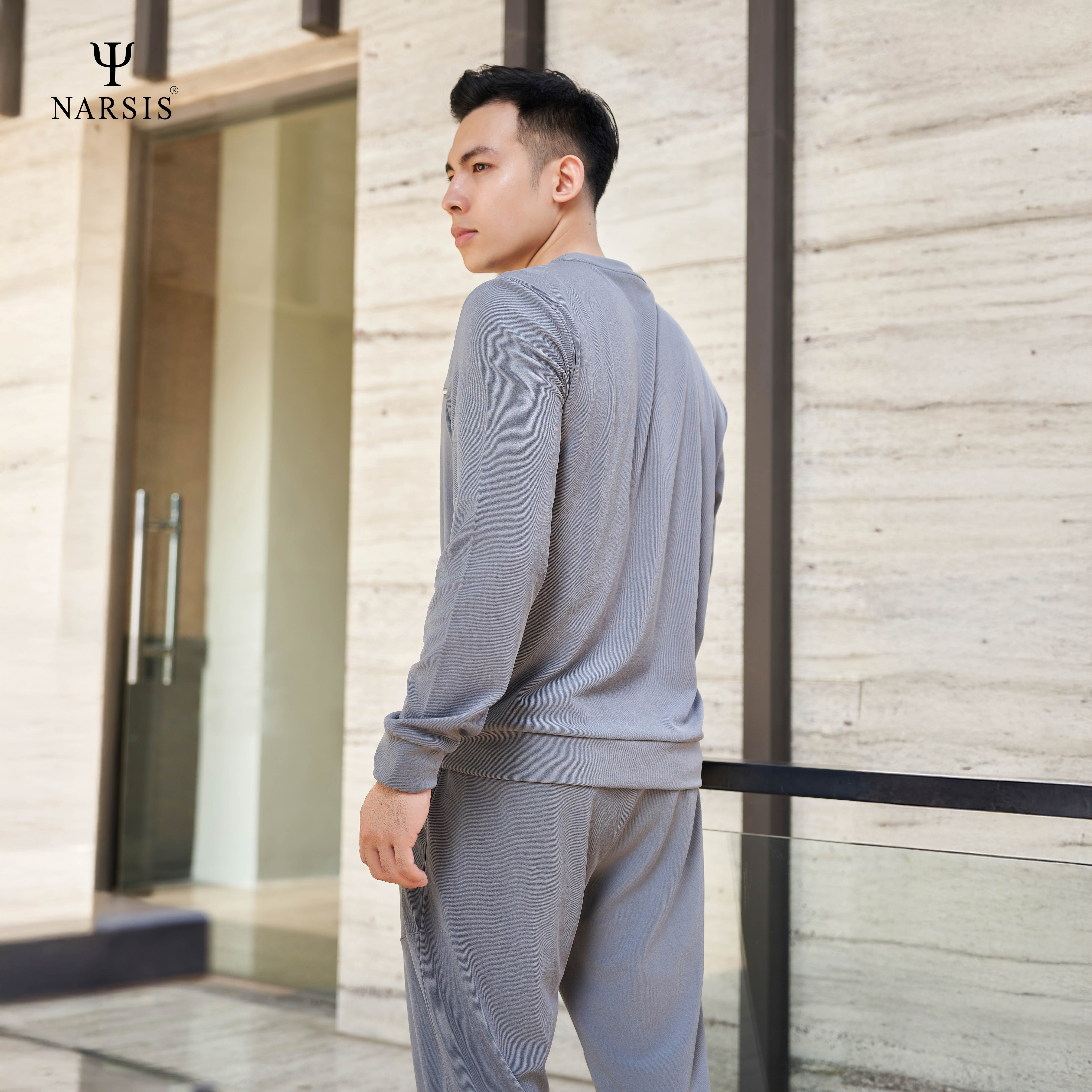 Set bộ nam thu đông Narsis E24003 vải co giãn 4 chiều, phong cách thể thao hiện đại._thumbnail_2