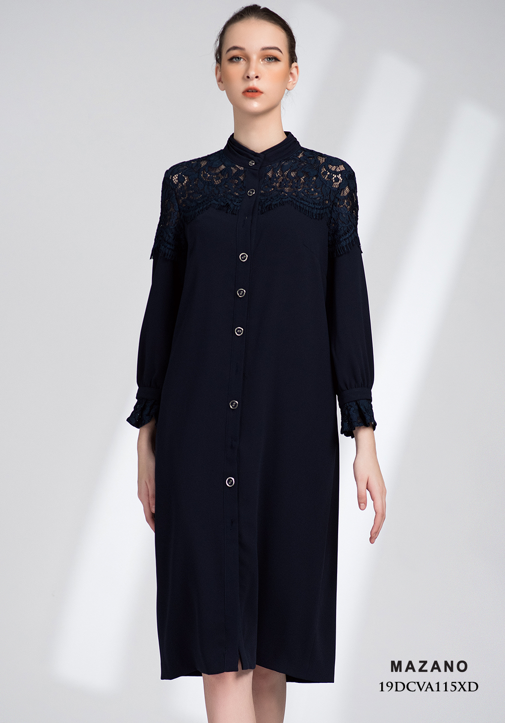 Đầm xanh than phối ren cổ tàu_thumbnail_0