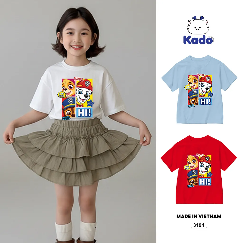 Áo thun bé trai bé gái Đội chó cứu hộ Kado 3194