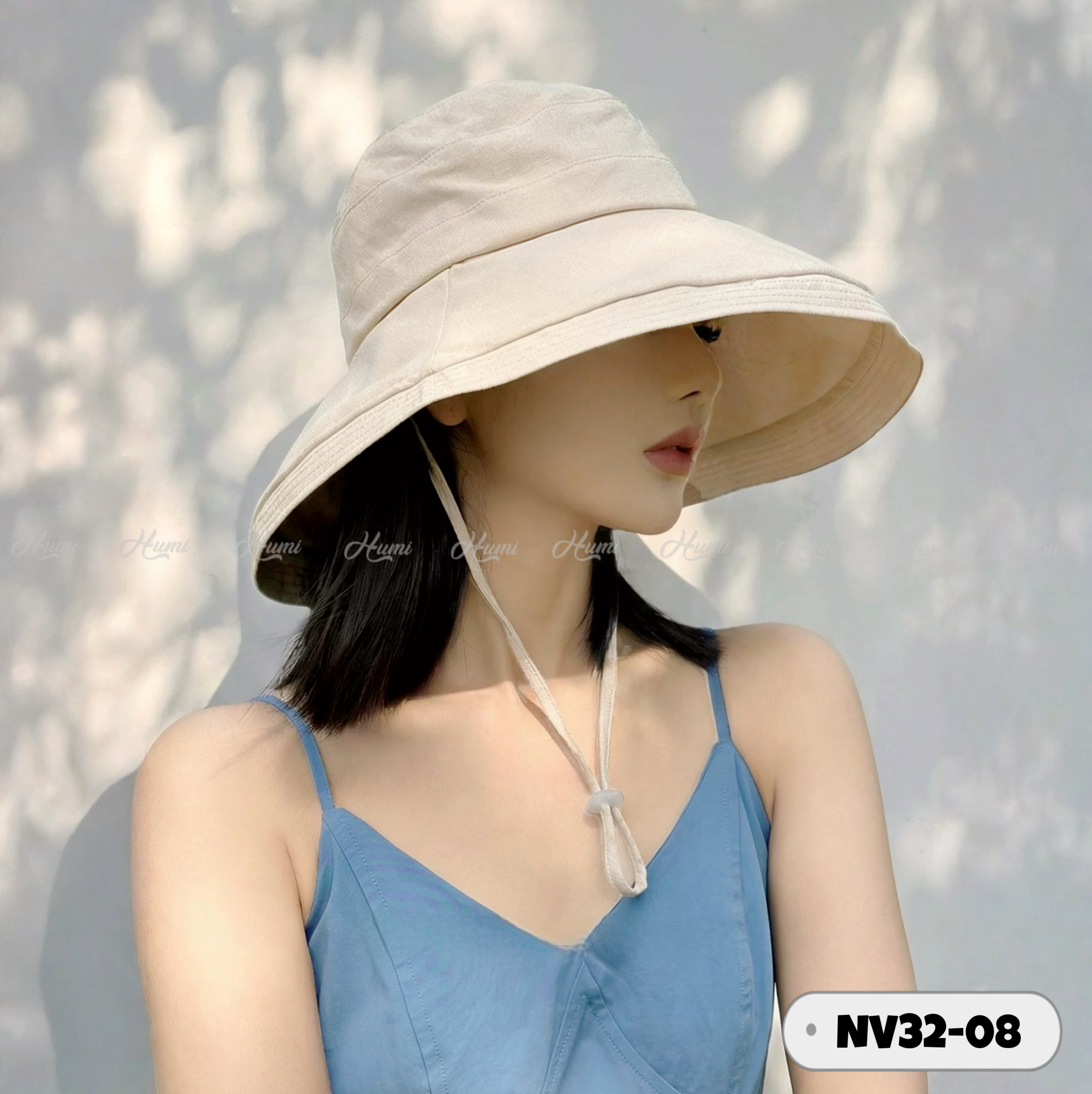 MŨVẢI COTTON-LINEN RỘNG VÀNH (NV32-08 BE)