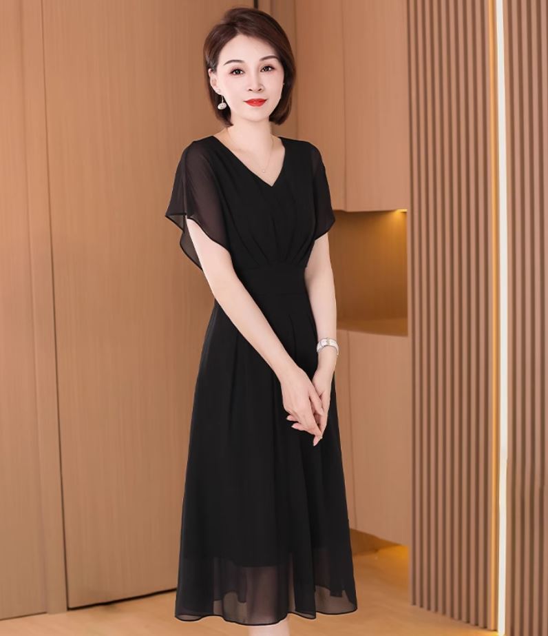 14452-Đầm voan xòe đen thiết kế, cổ tim tay cánh tiên_thumbnail_1