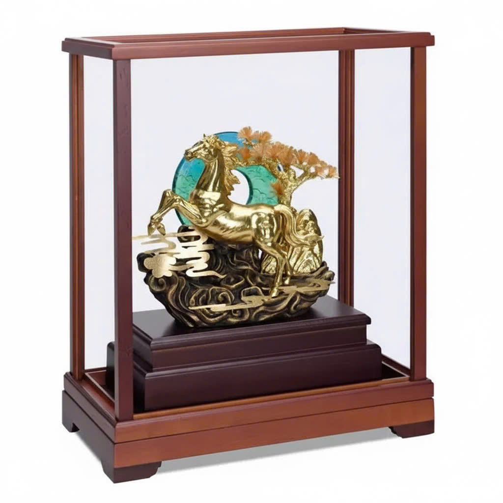 Tượng Ngựa Mã Đáo Thành Công Dát Vàng 24K Kích thước: 27x16x36 dài x rộng x cao_thumbnail_0