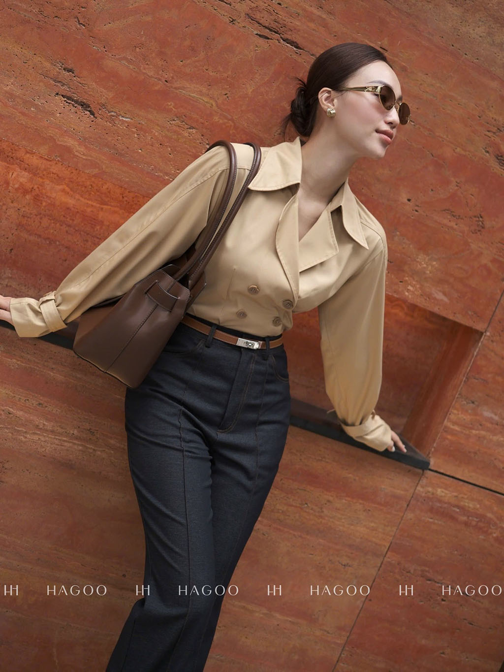 Quần âu soft denim dáng loe HAGOO_thumbnail_4