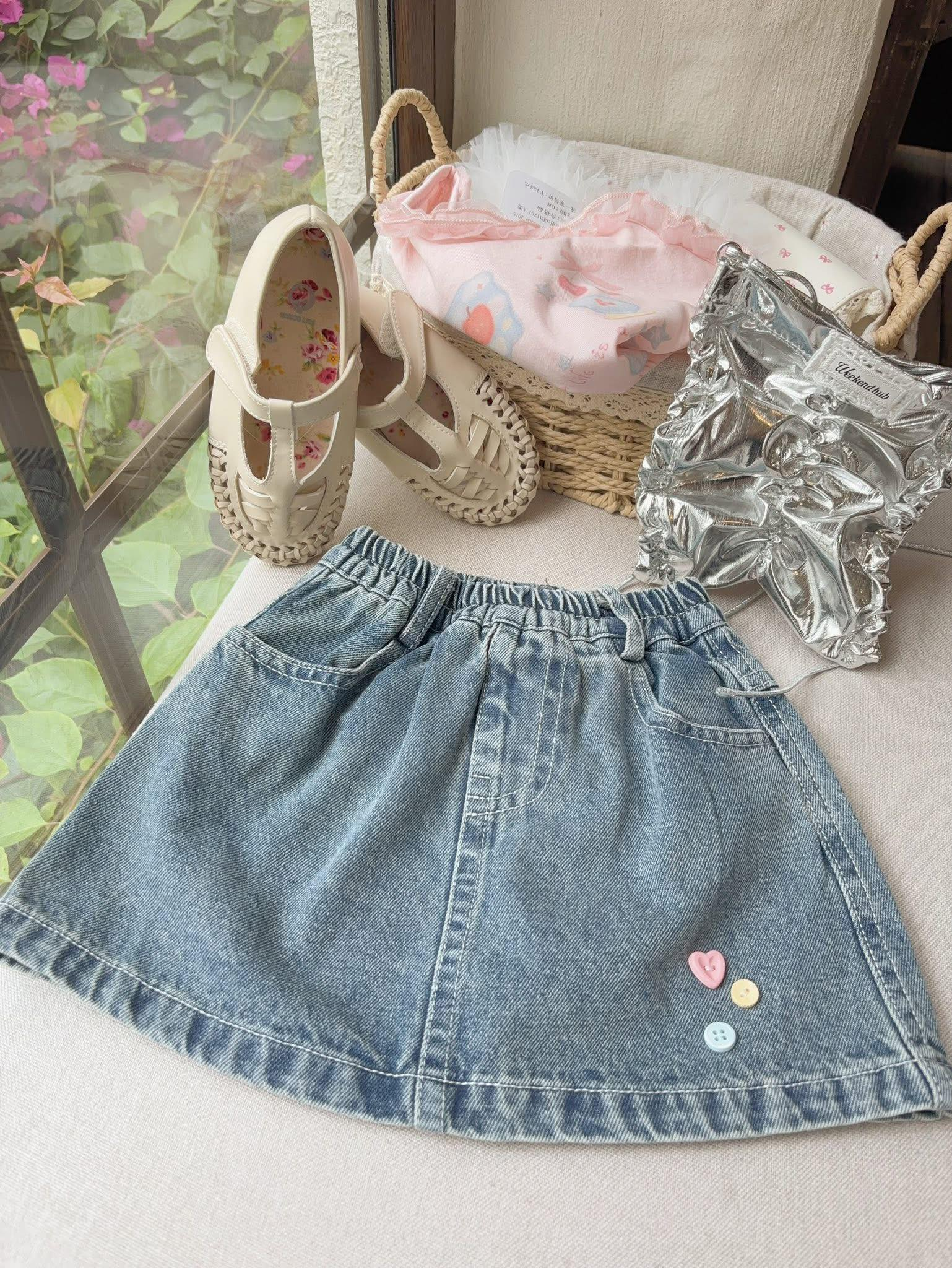 (E113) Chân váy bò dáng chữ A hãng Opao