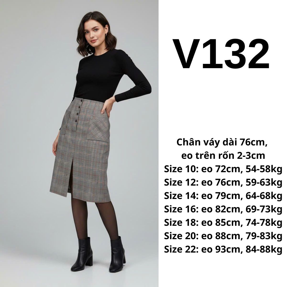 V132- Chân váy công sở