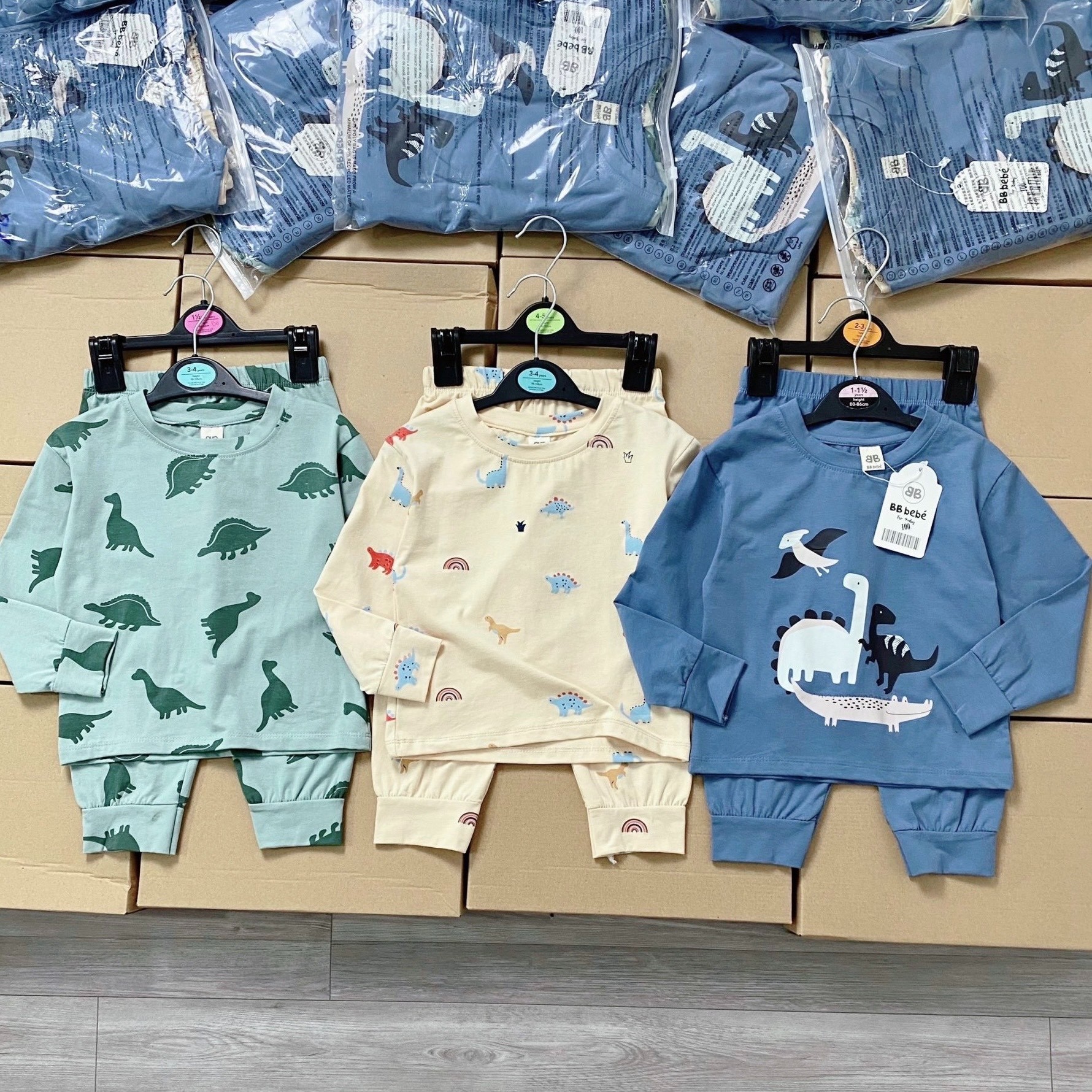 K11 SET 3 BỘ DÀI TAY KHỦNG LONG BB- A100.35