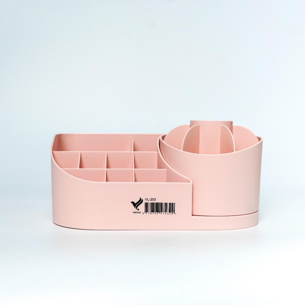 Khay đa năng đựng bút và đồ trang điểm, nhiều ngăn, xoay được - VIỆT LỢI - VL203