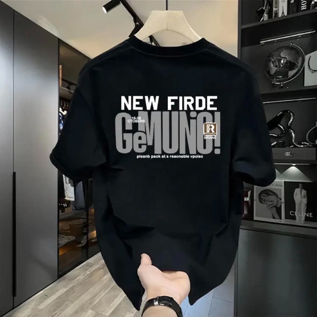 Áo thun nam form rộng ATD322 Miucho Iconic cotton cổ tròn in typography_thumbnail_1