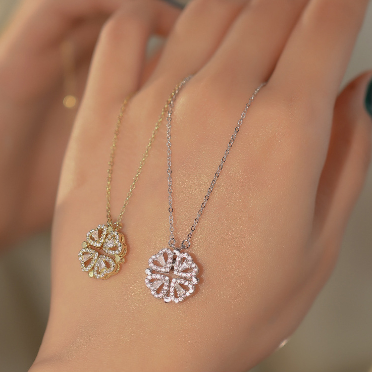 Set Vòng tay nữ Butterfly charm Bướm Vàng 18k đính đá + Dây chuyền Cỏ bốn lá trái tim đính đá_thumbnail_16