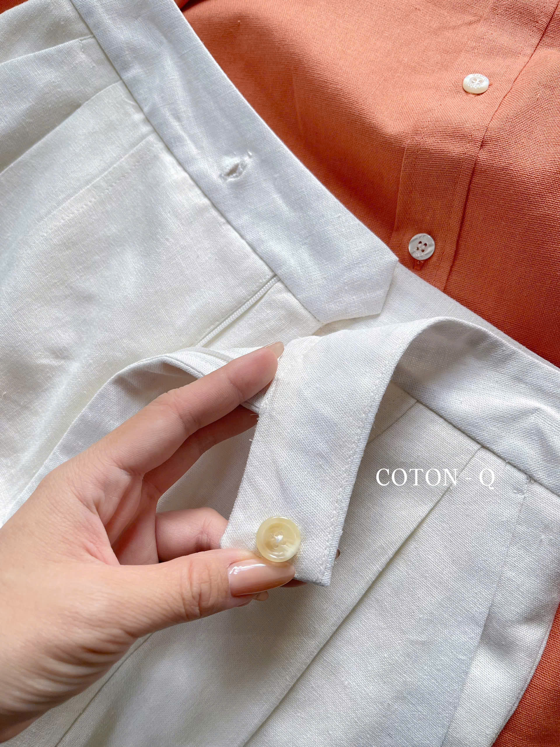 Set áo somi cam + quần short linen_thumbnail_2