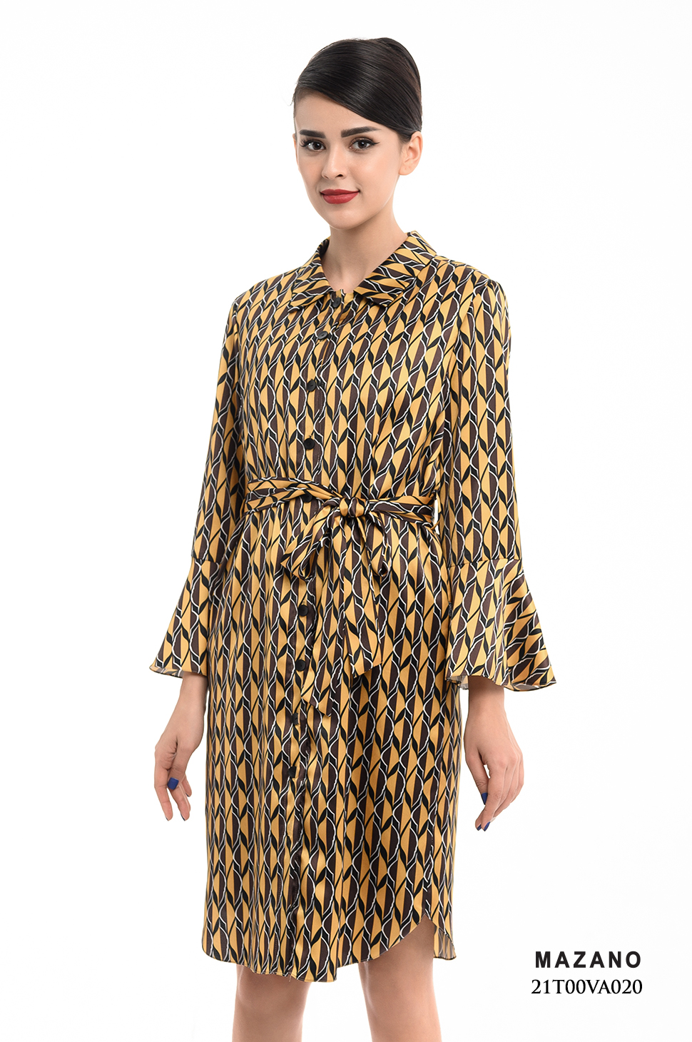 Đầm nền vàng họa tiết sơ mi suông_thumbnail_2