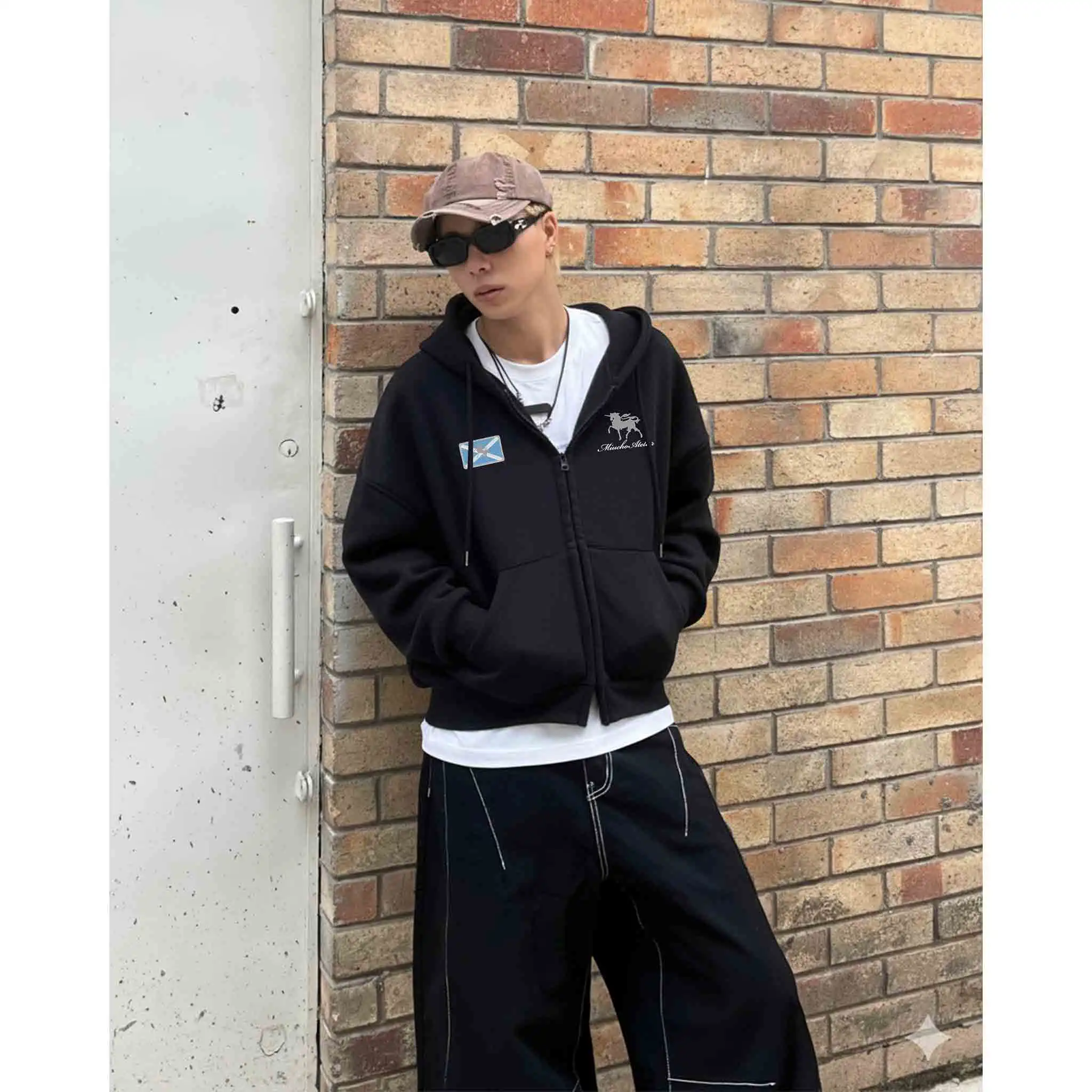 Áo hoodie zip boxy unisex Miucho Club nỉ 2 da mềm mại thoáng mát thấm hút tốt Atelier in mix 2726_thumbnail_5