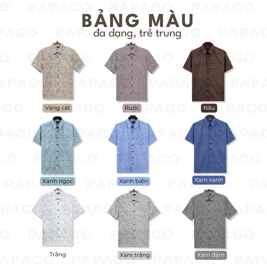 Áo sơ mi nam trung niên lai ngang PAPAGO vải xô đũi in họa tiết - P23SNHT003_thumbnail_4