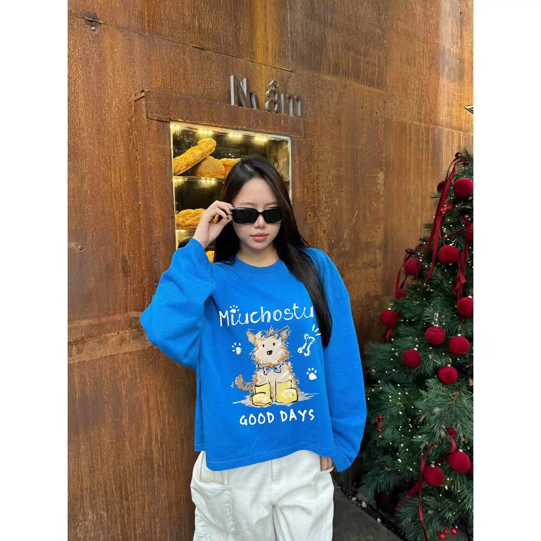 Áo thun tay dài form boxy Miucho vải cotton dày dặn thoáng mát Good days in mix 2800_thumbnail_6