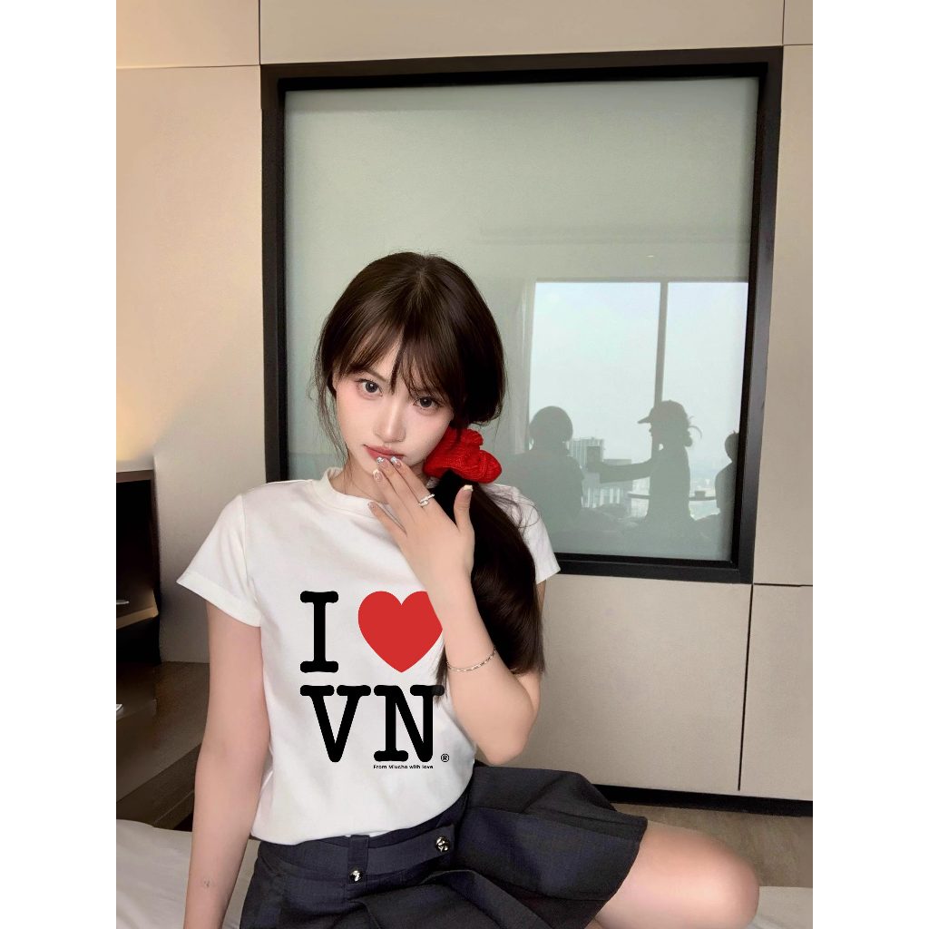 Áo thun baby tee I love VietNam form ôm xinh xắn ABD1220 Miucho tay ngắn Cổ tròn hotrend in artwork_thumbnail_4