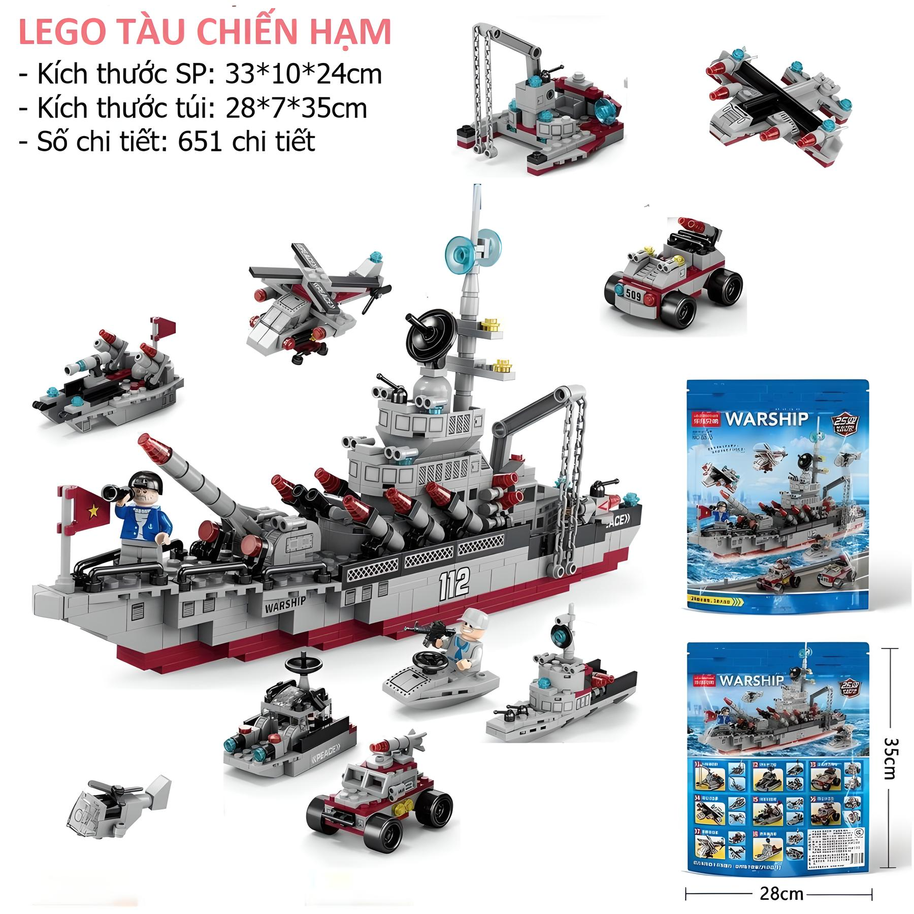 LEGO Đồ chơi lắp ghép 𝐓𝐚̀𝐮 𝐂𝐡𝐢𝐞̂́𝐧 𝐇𝐚̣𝐦 6 trong 1
