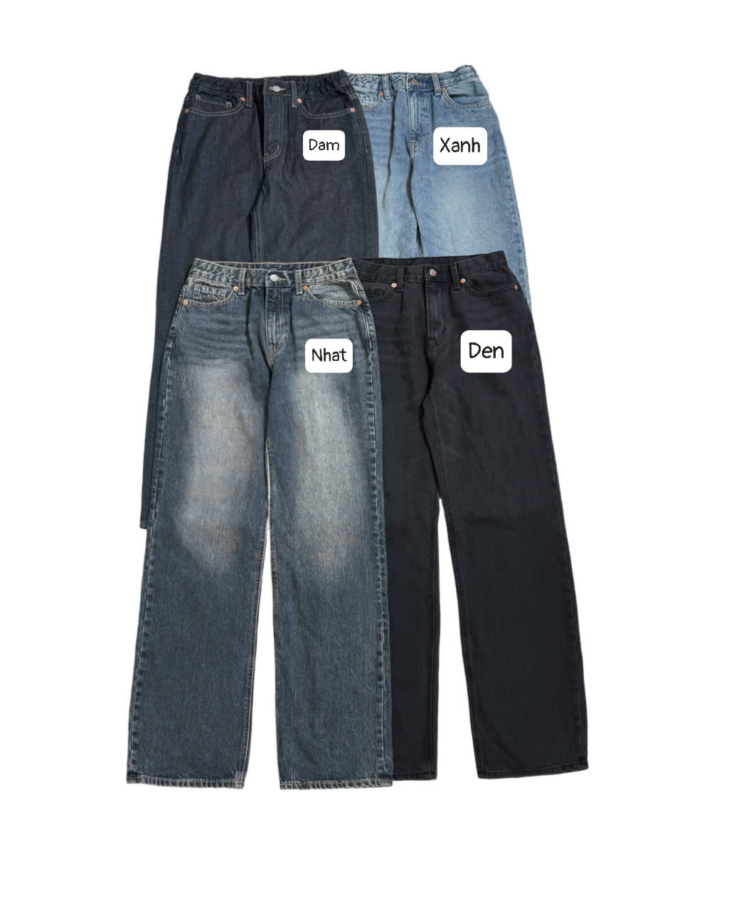 K44 QUẦN JEAN ỐNG ĐỨNG XUẤT HÀN 4 MÀU- SALE