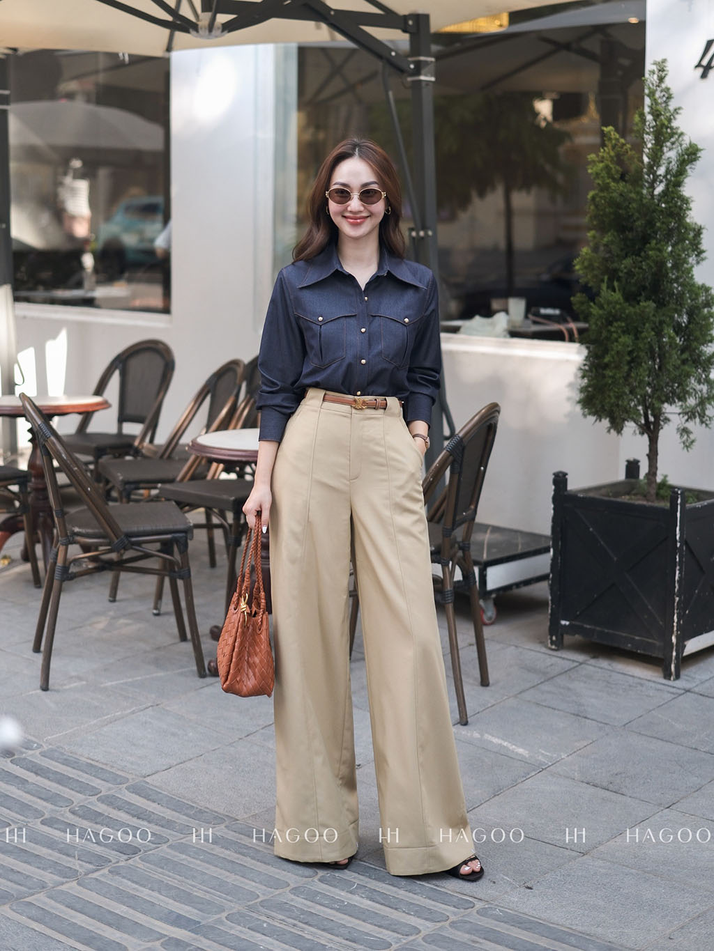 Quần suông đỉa liền thân phối đáp quần HAGOO_thumbnail_4