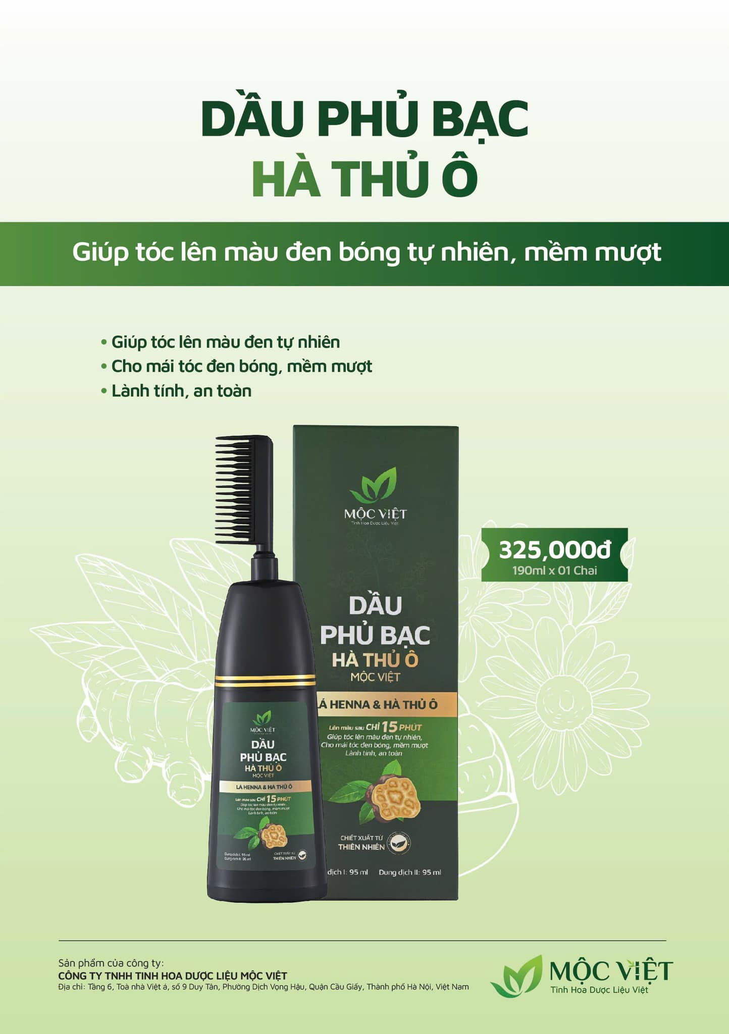 Dầu Phủ Bạc Hà Thủ Ô Mộc Việt