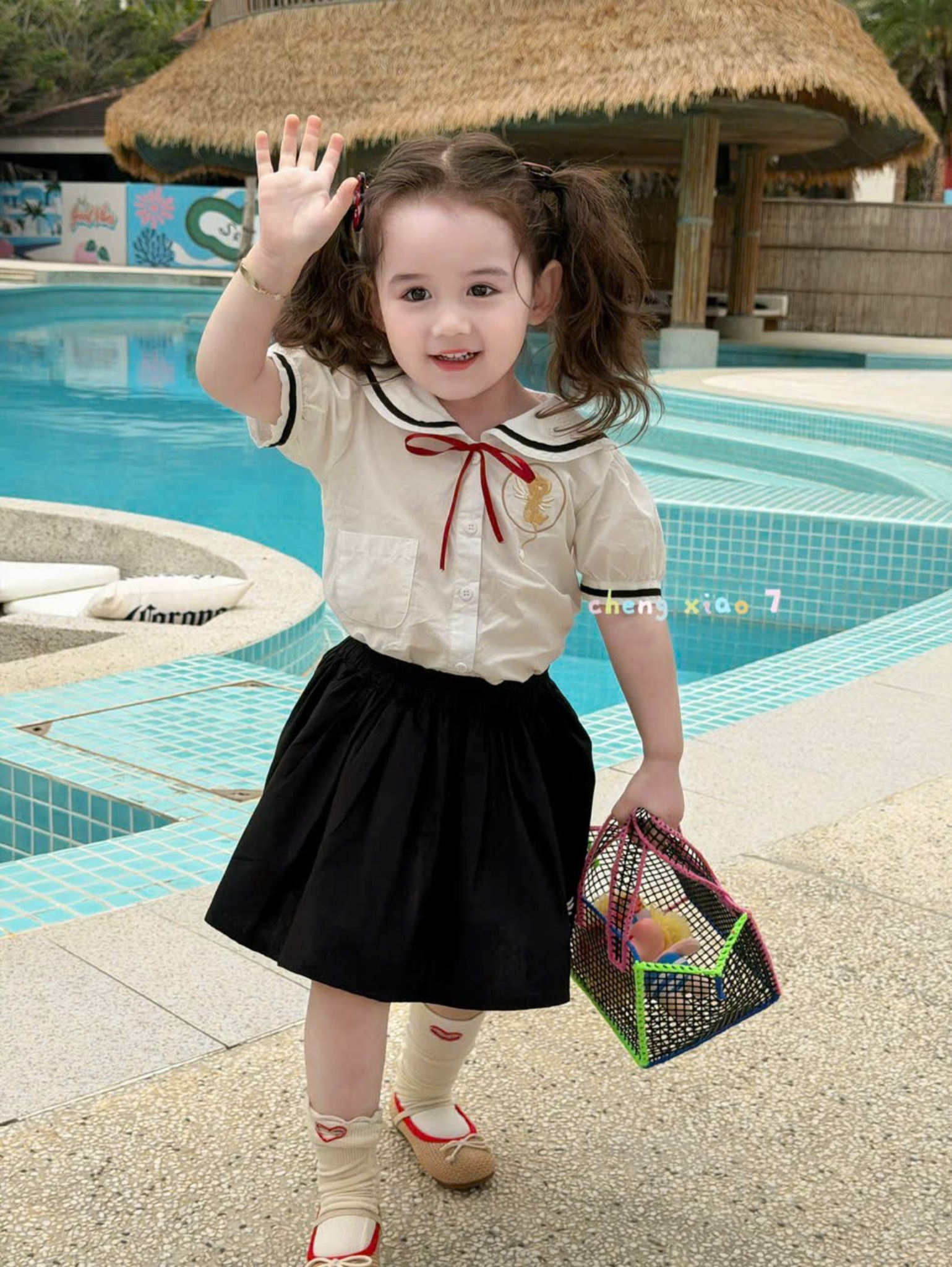 CX93 - Set áo thủy thủ phối chân váy xòe bé gái phong cách dễ thương hãng CX7