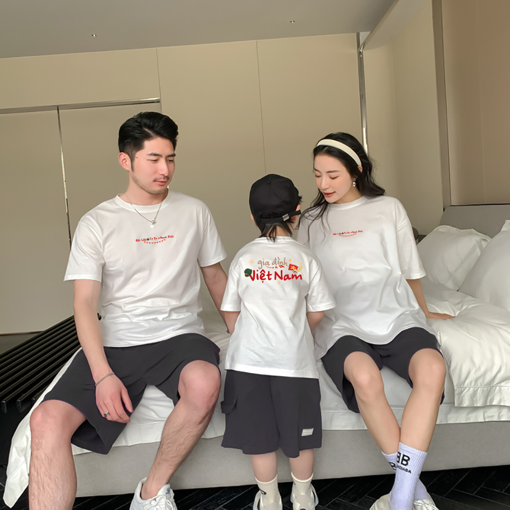 Áo thun form rộng gia đình Việt Nam 2512 Miucho Chic vải cotton co giãn thoáng mát cổ tròn in mix_thumbnail_2