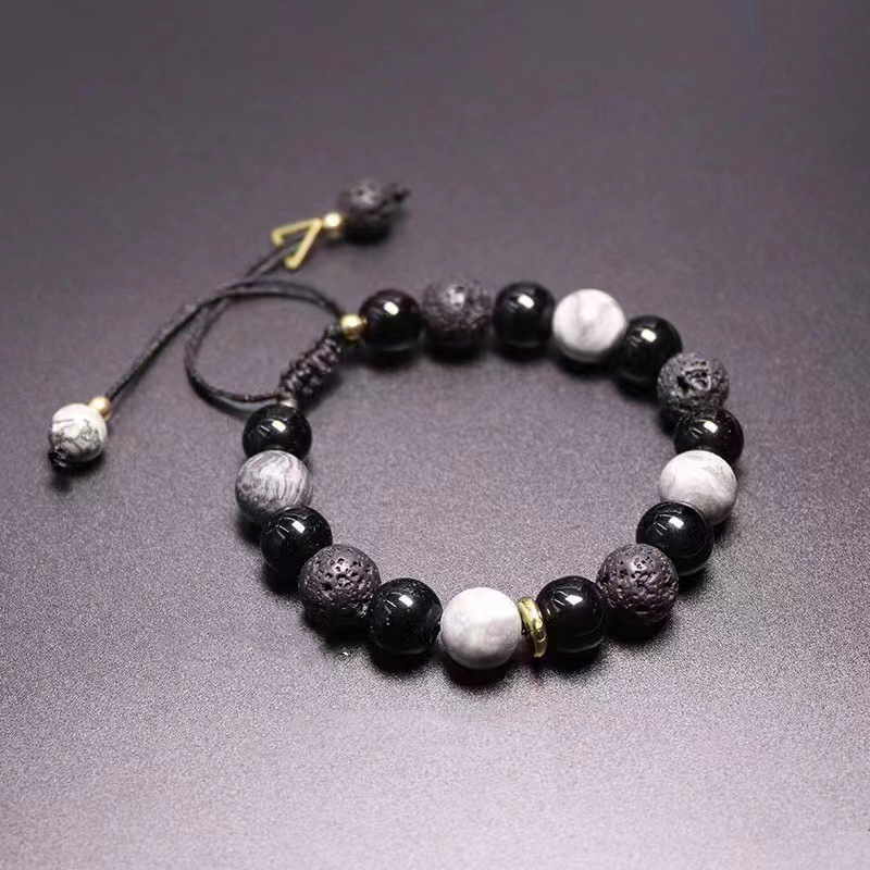 Vòng tay nam Đá núi lửa Charm tam giác_thumbnail_2