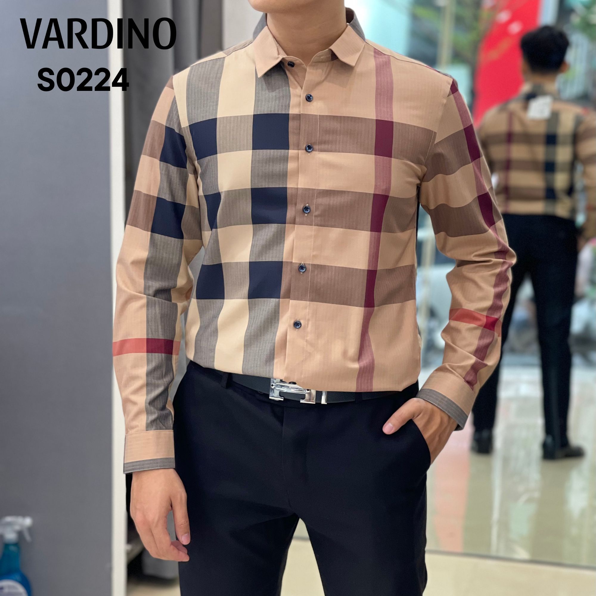 Áo sơ mi kẻ dài tay Vardino S0224