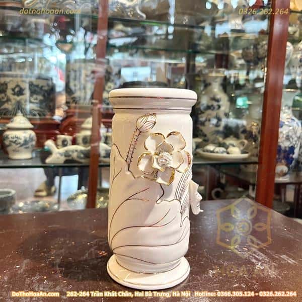 Ống Hương Sứ Liên Hoa Trắng1