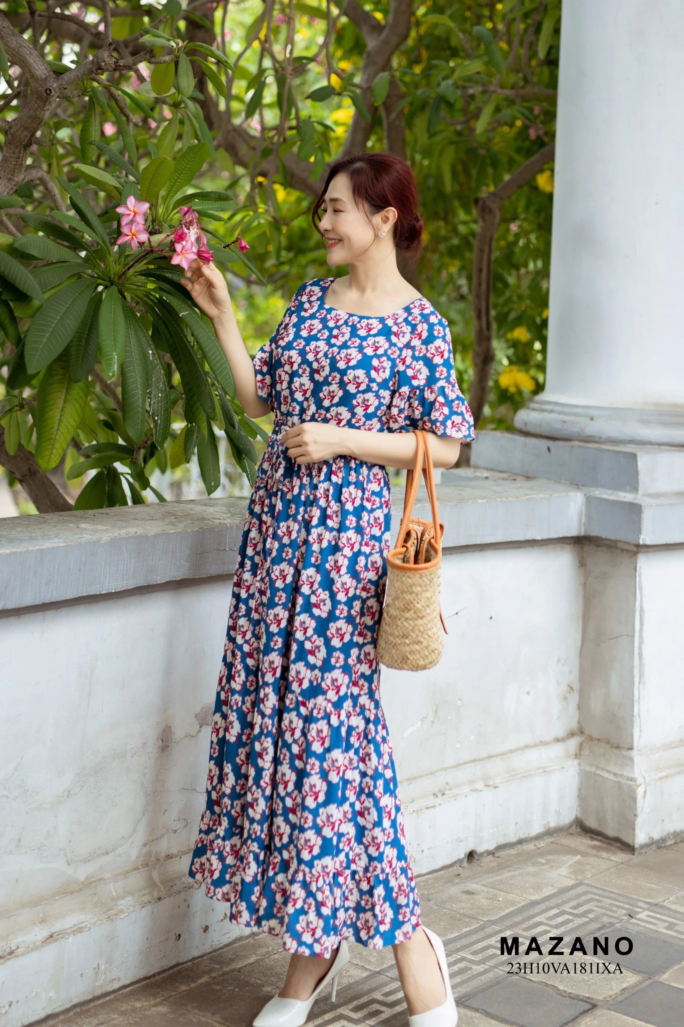 Đầm xanh rút dây eo phối bèo nữ tính_thumbnail_5