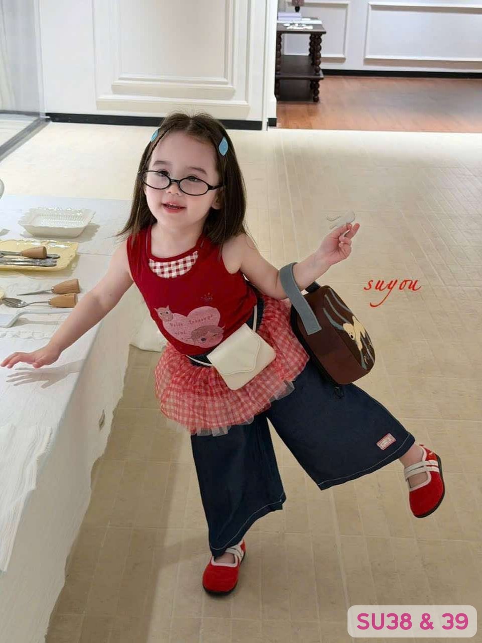 SU39 - Quần jean ống rộng màu xanh đen hãng Suyou