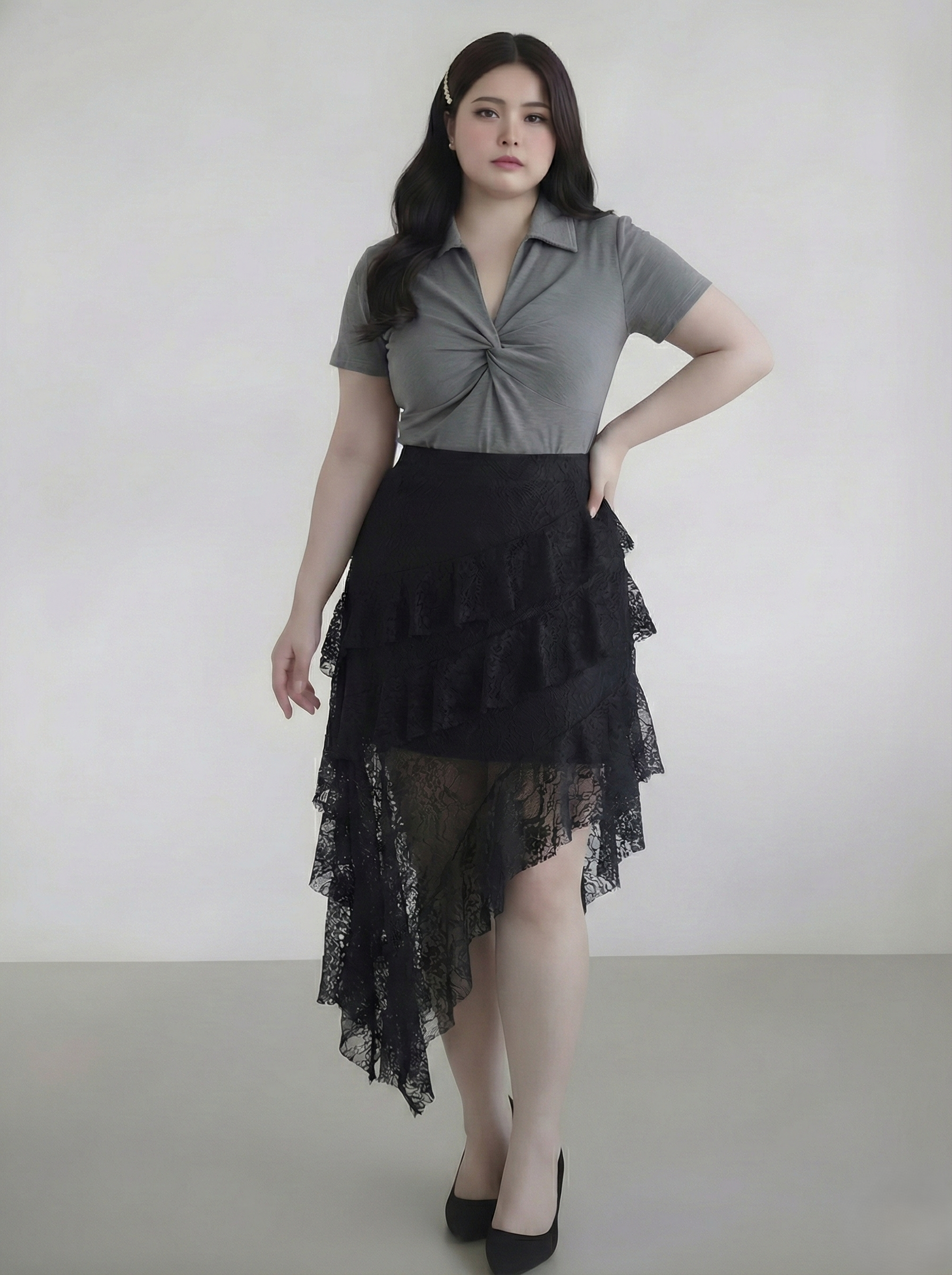 Chân váy ren nhún kiểu bigsize CV036 dành cho nàng mũm mĩm từ 55-95kg