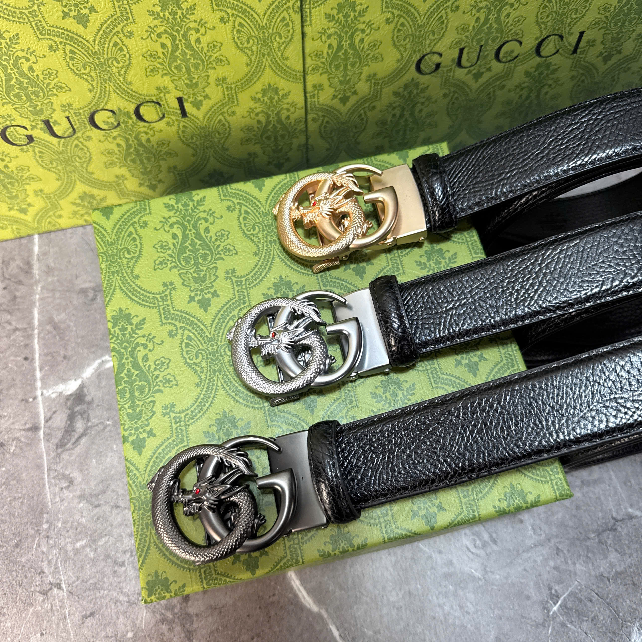 Thắt lưng Gucci Dragon Buckle Leather Belt