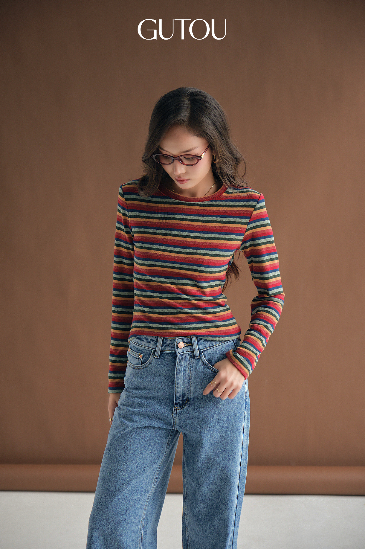 [ GUTOU ] Áo Thun Dài Tay Echo Stripe Top_thumbnail_5