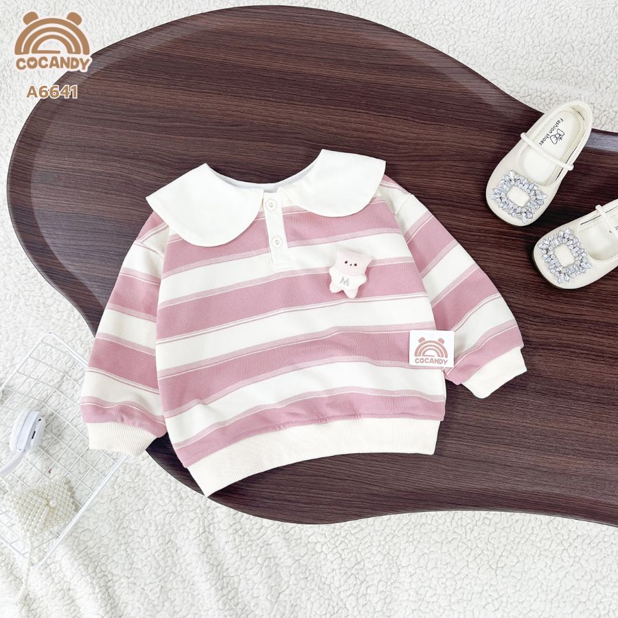 Áo dài kẻ HỒNG BE cổ sen_thumbnail_1