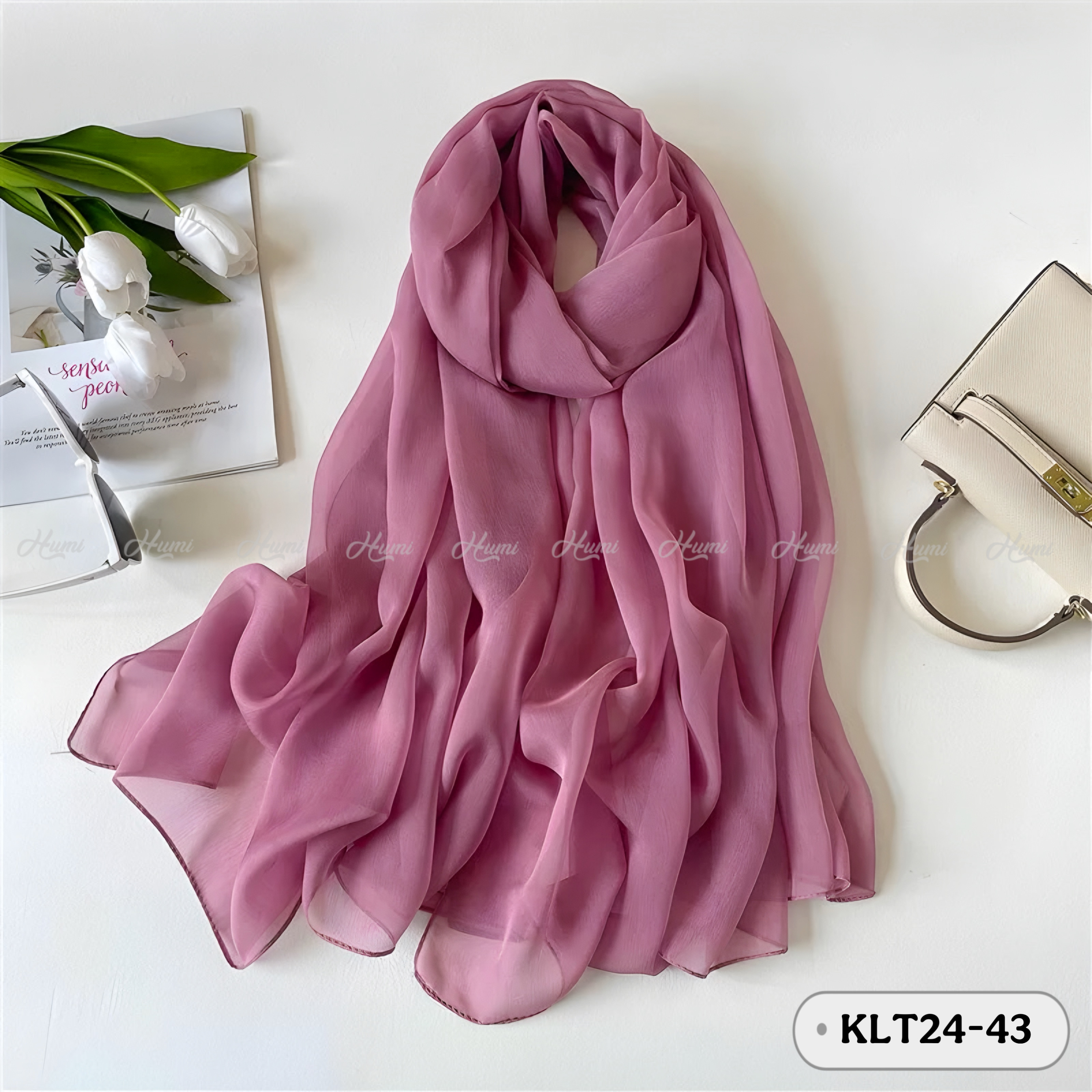 KHĂN LỤA TẰM TRƠN (KLT24-43 HỒNG RUỐC)