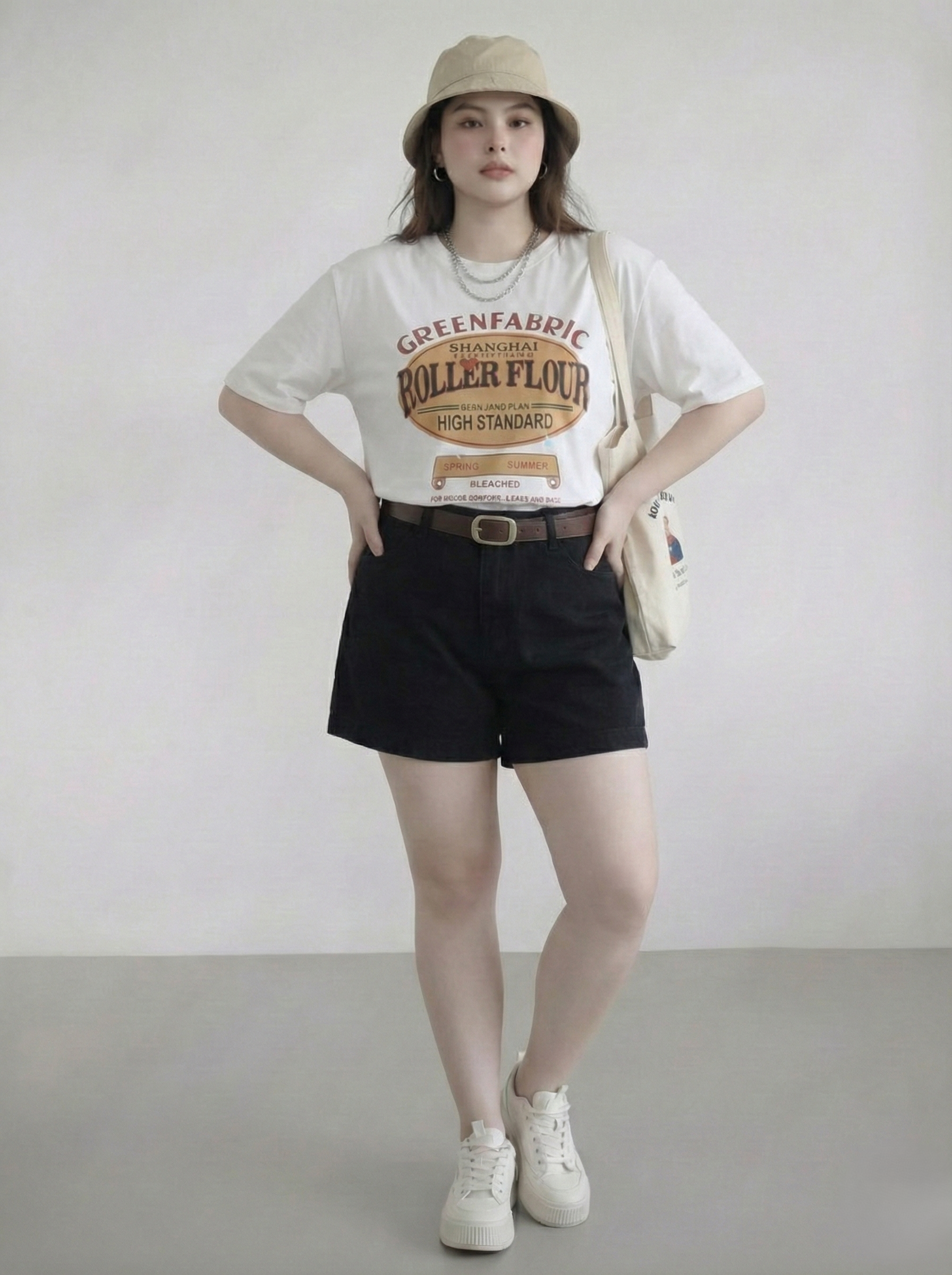 Quần short jean kaki lưng thun bigsize QSJ1300-1 dành cho nàng bigsize từ 55-90kg