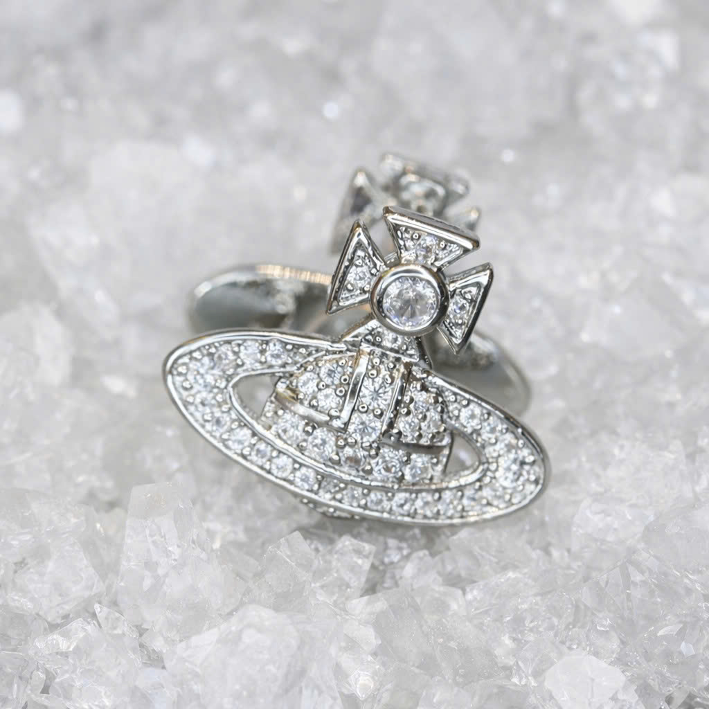 Khuyên kiểu cặp hành tinh trắng 10mm