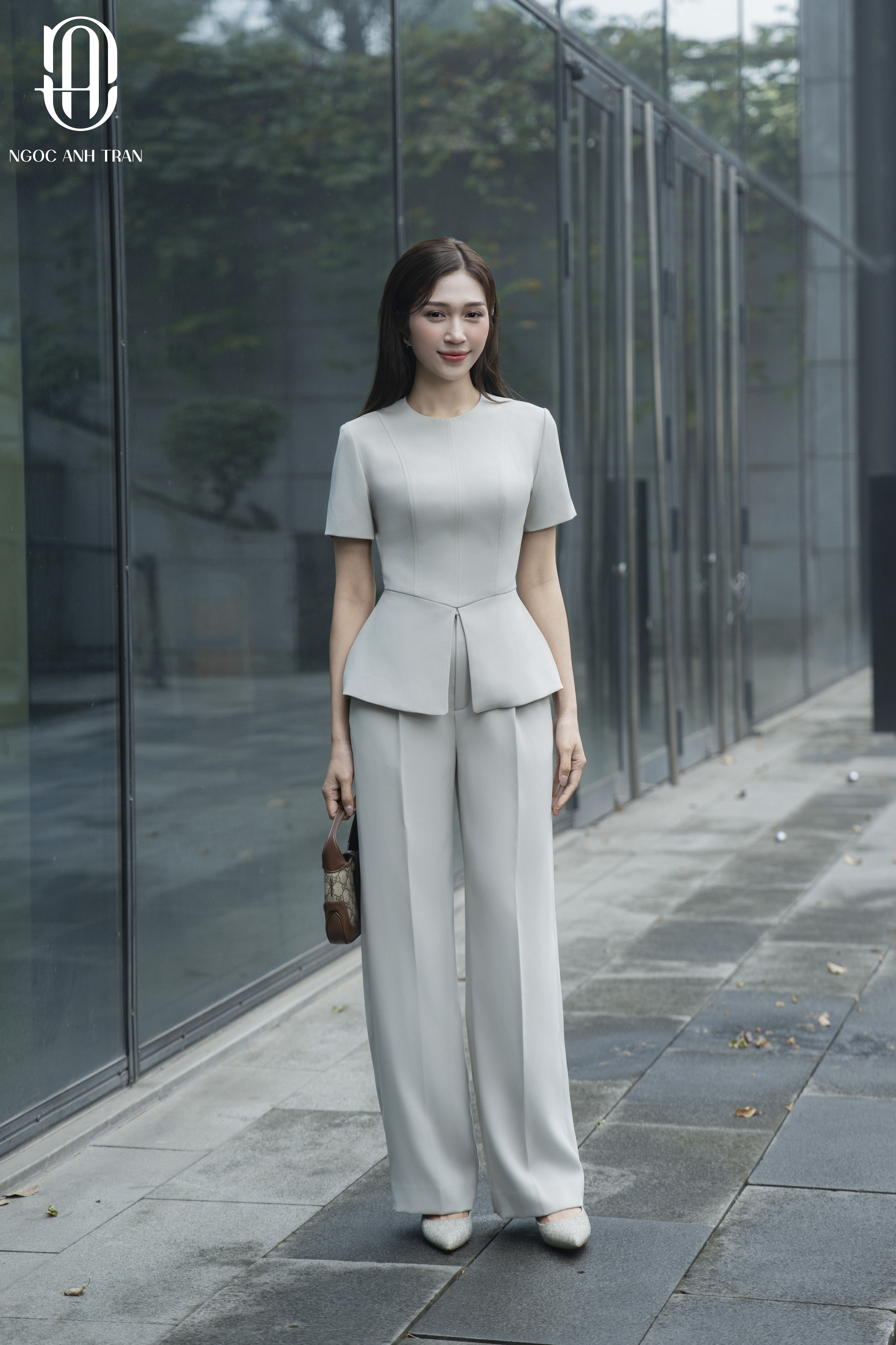 A162 - Set áo peplum quần suông màu xanh ghi_thumbnail_3