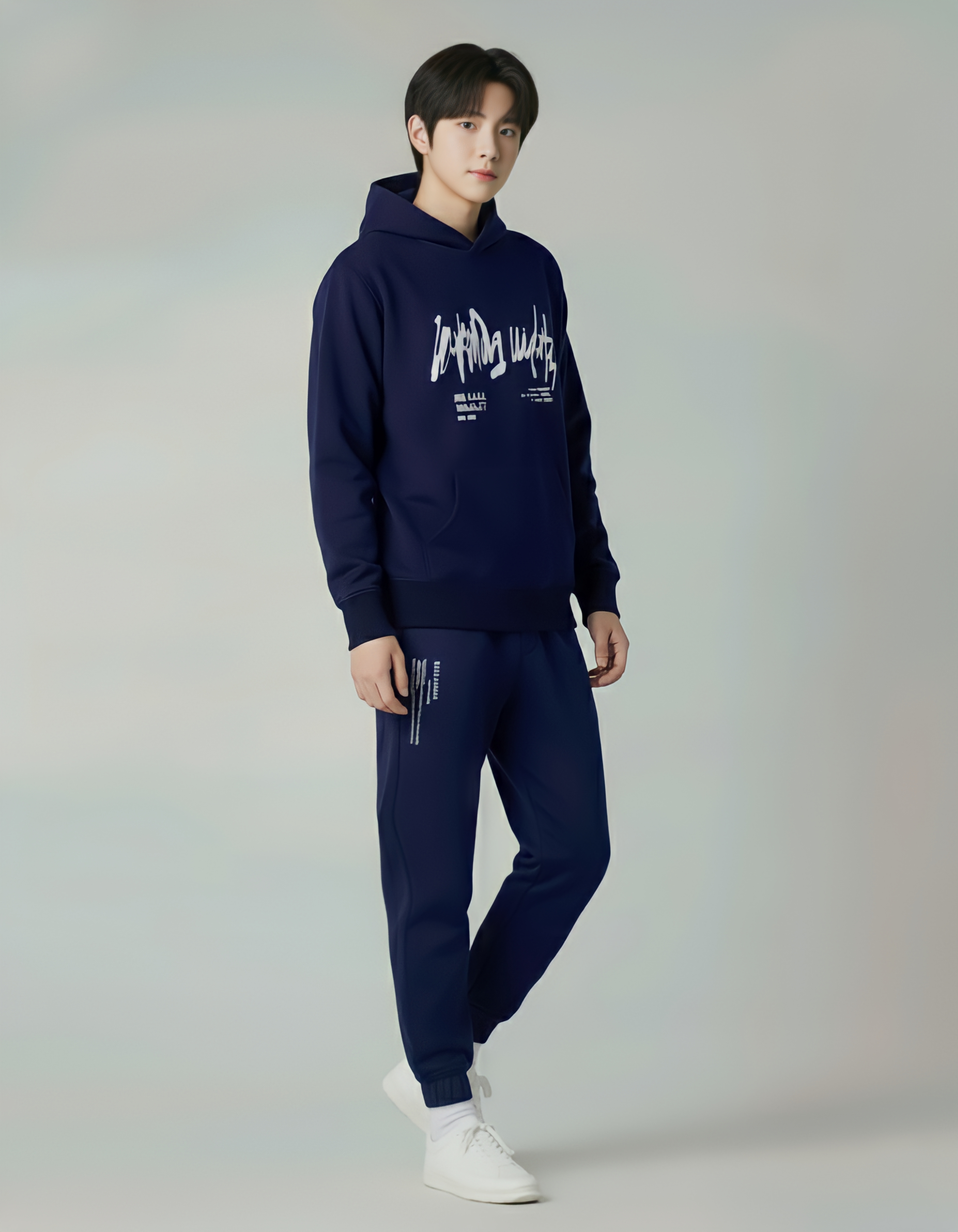Áo nỉ hoodie xanh navy in chữ ngực_thumbnail_1