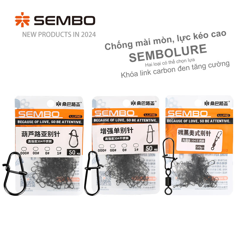 Túi 50 Chiếc Khóa Link Carbon Đen SEMBO LURE