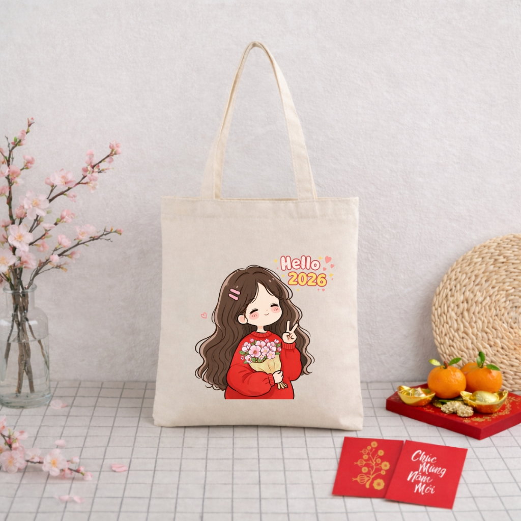 Túi Tote BST Bé gái Tết 2026 - Túi vải canvas có túi phụ và khoá kéo đựng vừa A4 và laptop (33x37cm) - TOTE34_thumbnail_10
