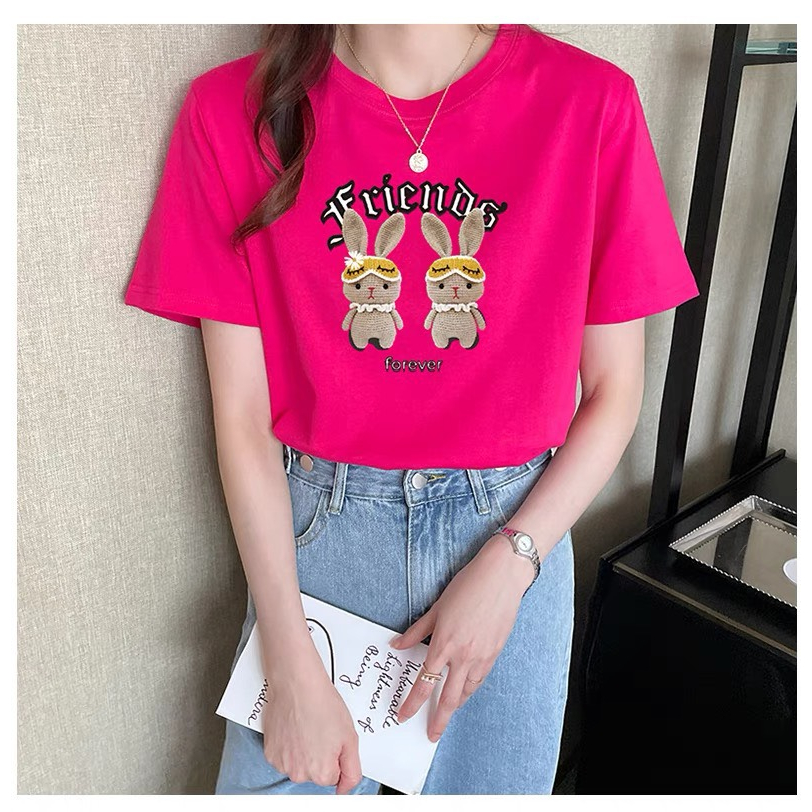 [Form Rộng] Áo phông nữ  in hình Thỏ Friends - LOZA CT6418_thumbnail_1