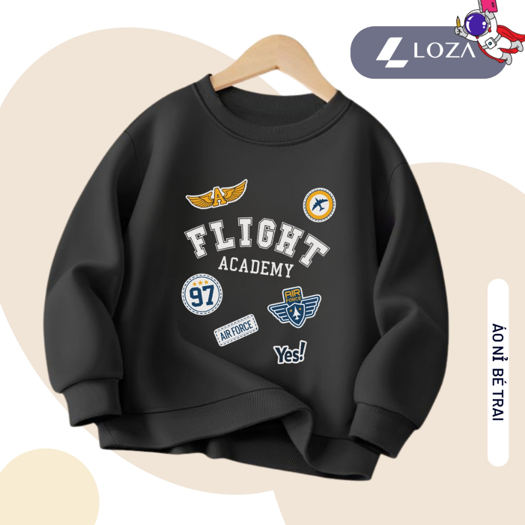 Áo nỉ sweater bé trai màu đen in nhiều hình - Loza Kids IN017_thumbnail_5