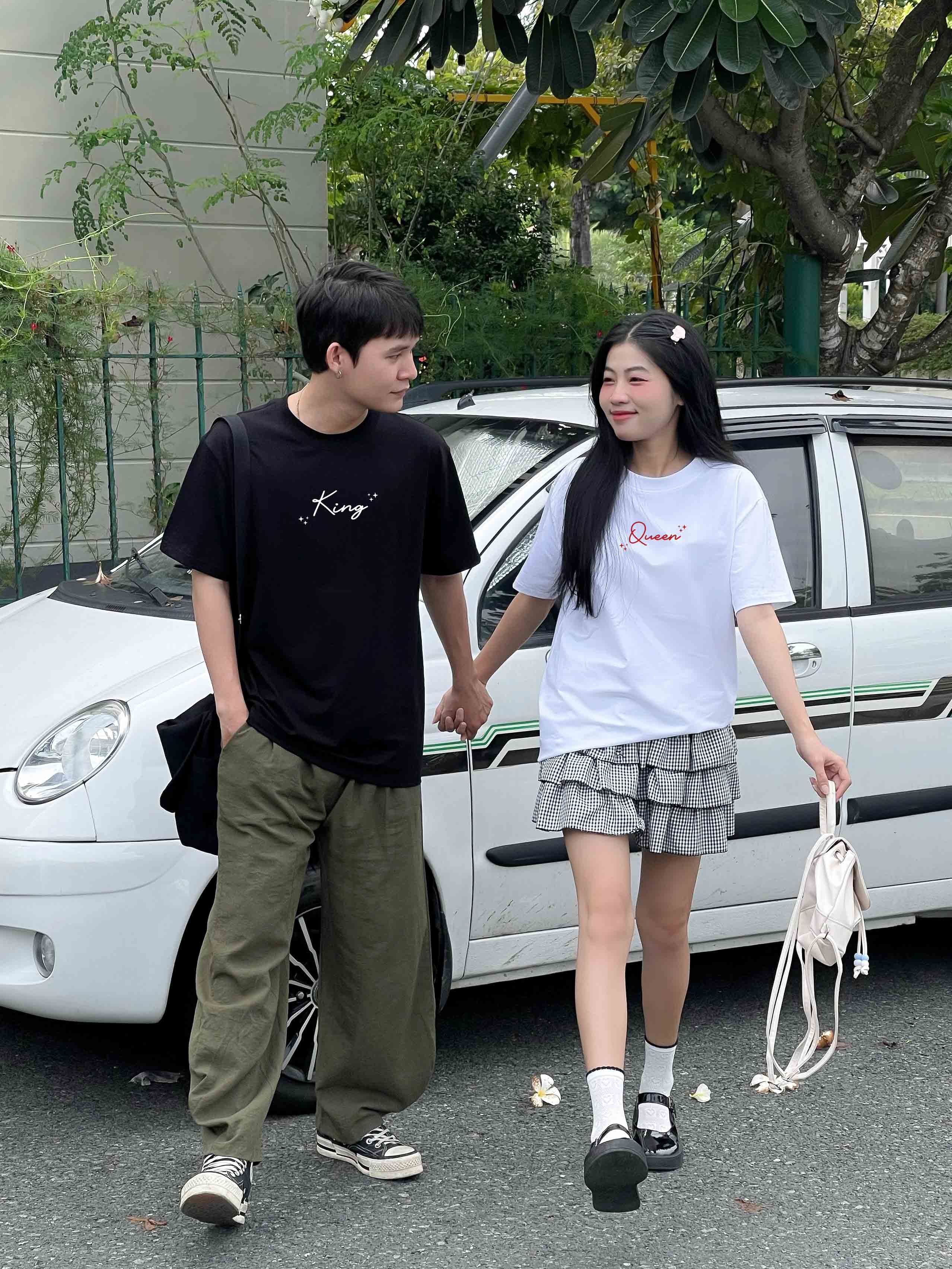 Áo thun cặp nam nữ King Queen form rộng 1838 Miucho vải cotton 4c co giãn thoáng mát in basic_thumbnail_6