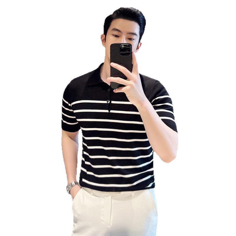 PA32 – Áo polo dệt kim Tencel sọc tương phản cao cấp